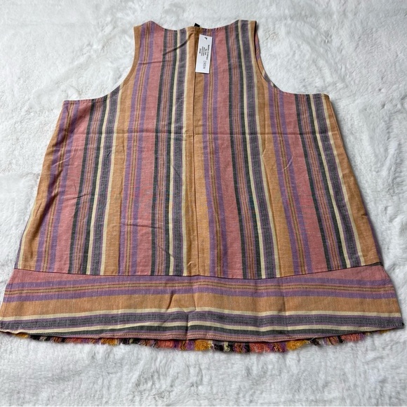 Drew Anthropologie Linen Cotton Blend Agave Rainbow Stripe Tank Top Small - Picture 9 of 9